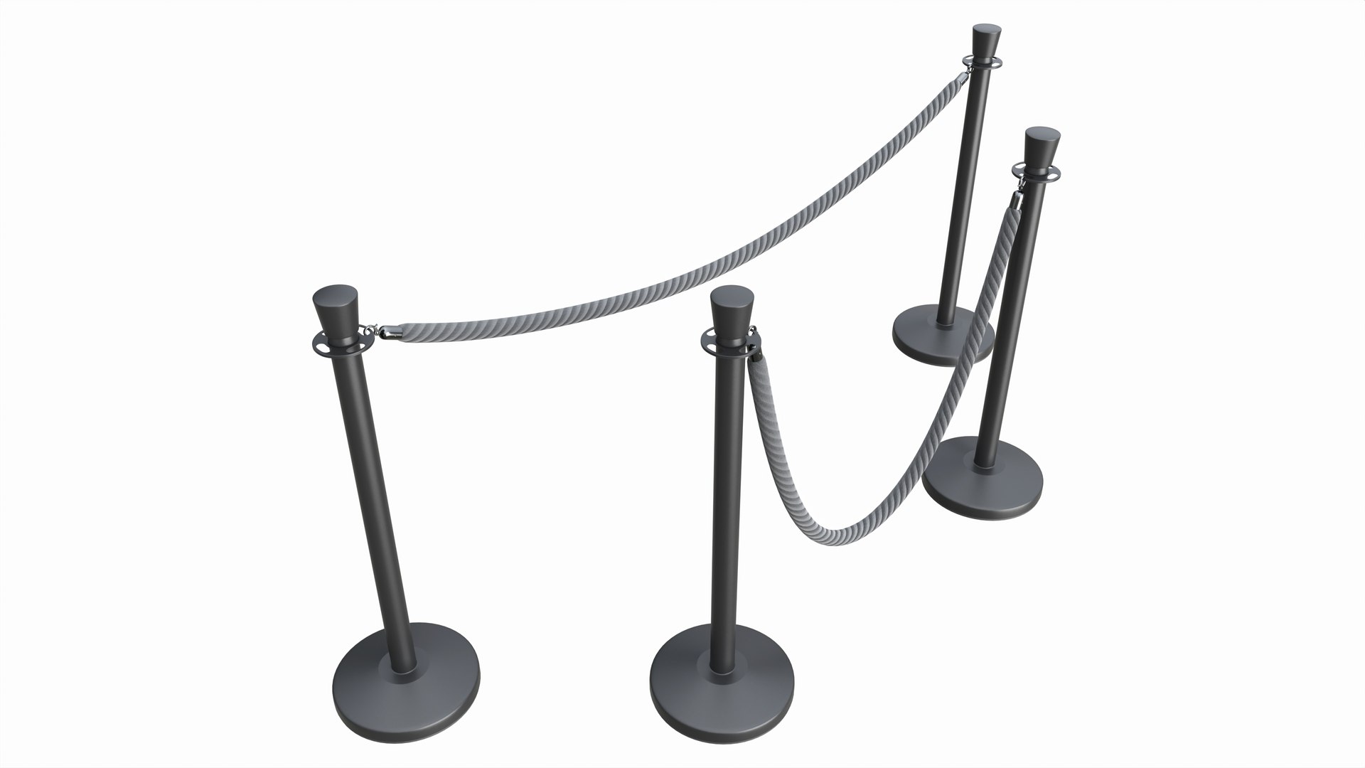 Barrier Post Modern With Braided Rope 3D Model - TurboSquid 2237756