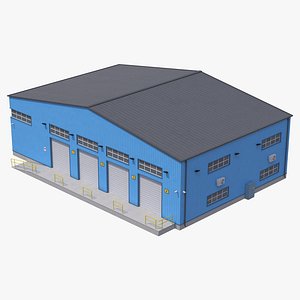 Industrial Building Blue 3D