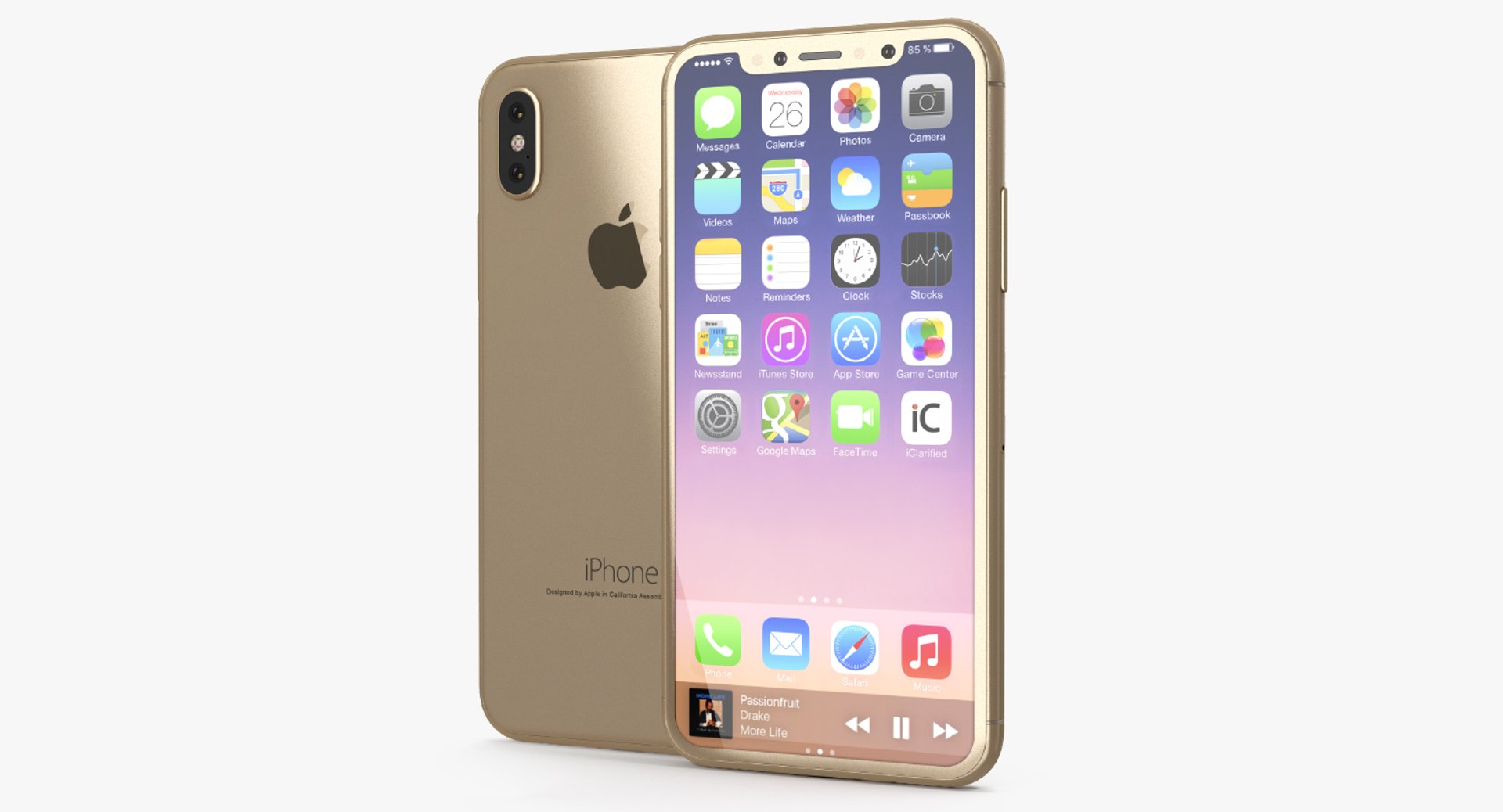 Iphone 8 Concept Gold 3D model preview
