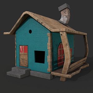 3D Game House with PBR texturing model