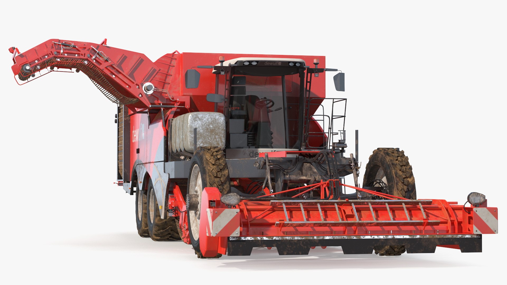 Dewulf Enduro 4-Row Harvester Dirty Rigged 3D model preview