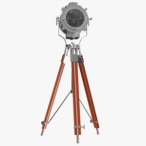 Retro Searchlight Lamp Wooden Tripod Rigged