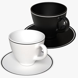 Coffee Cup Black White Ceramic Set 3D