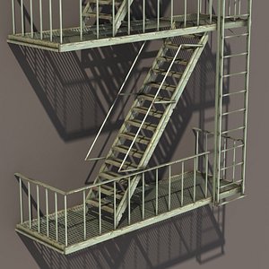 Fire Escape Stairs Low Poly
