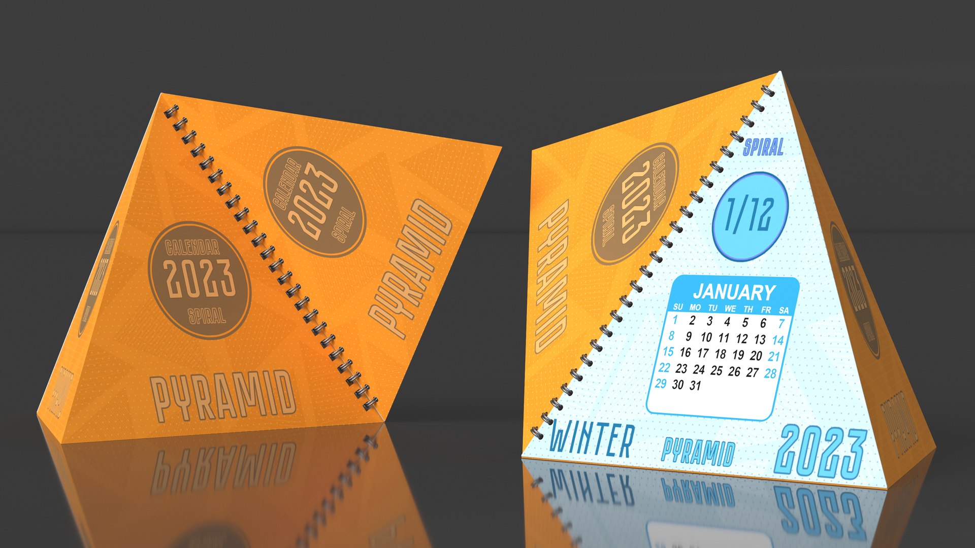 Spiral Pyramid Desk Calendar All Months 3D model - TurboSquid 2055037