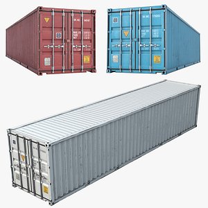 3 Cargo Containers 40 Feet PBR 3D model