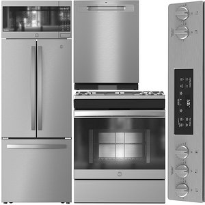 GE Appliance Collection 06 JGSS66SELSS PEB9159SJSS GNE21FYKFS GDP630PYRFS 3D
