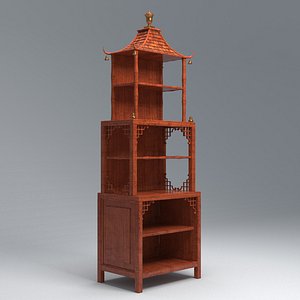 cherry wood pagoda cabinet 3D model