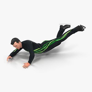 Male Figure Skater 2 Falling Down 3D Model