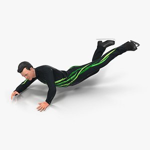 Male Figure Skater 2 Falling Down 3D Model