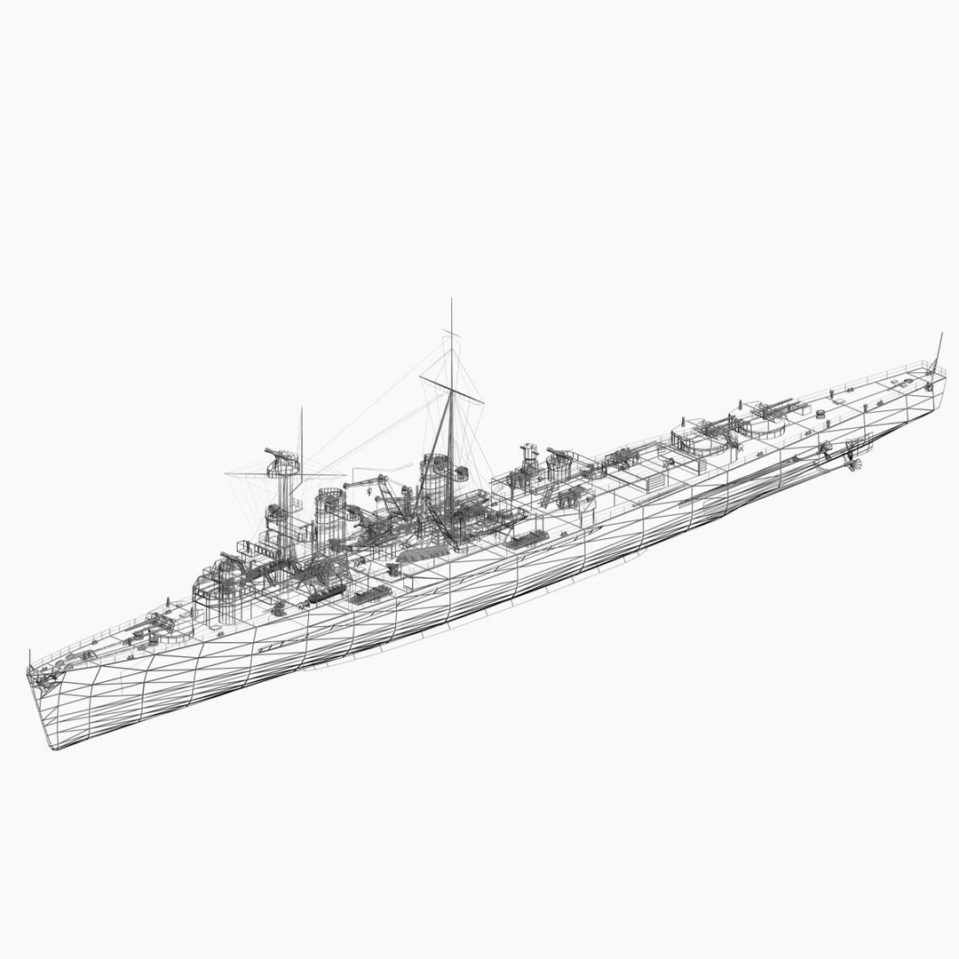 light cruiser karlsruhe ww2 german 3d model