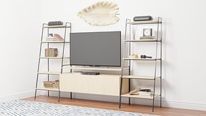 3-Piece Ladder Shelf Entertainment Wall