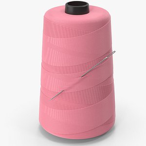 Pink Sewing Thread And Needle 3D model