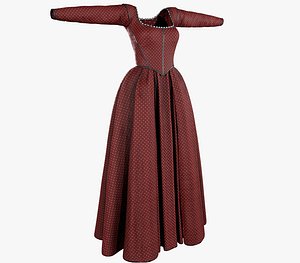 Medieval Dress Style 3 Red 3D model