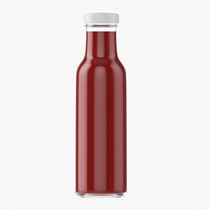 3D Barbecue sauce in glass bottle 06 model