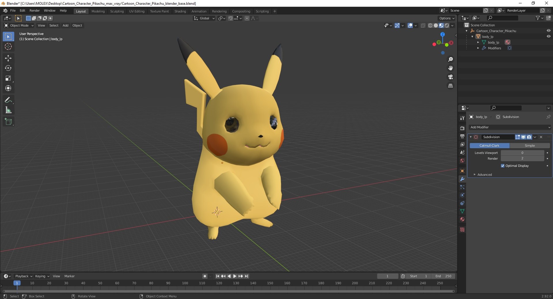 3D model Cartoon Character Pikachu - TurboSquid 2076940
