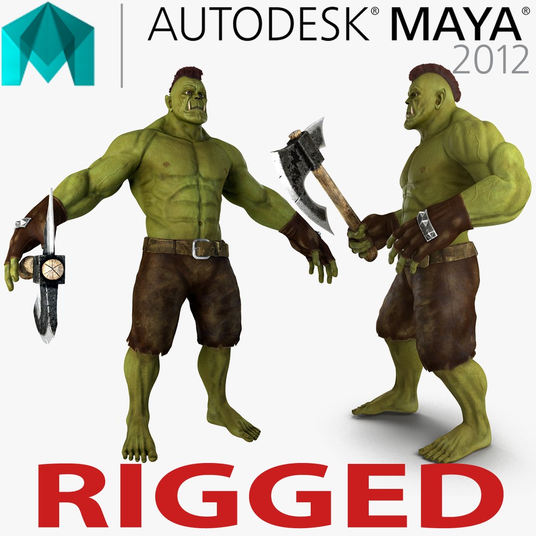 Orc Rigged for Maya 3D model preview