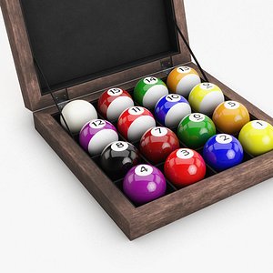 3D model pool balls wood