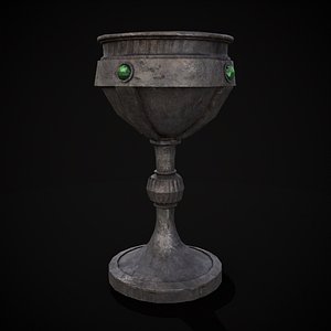 Medieval Iron Emerald Goblet 3D