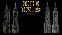 Gothic Tower Dual Pack  High Poly Asset
