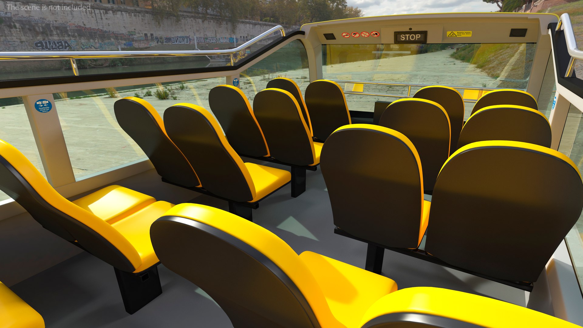 3D Open Air Tour Bus Simple Interior Yellow Model - TurboSquid 2061260