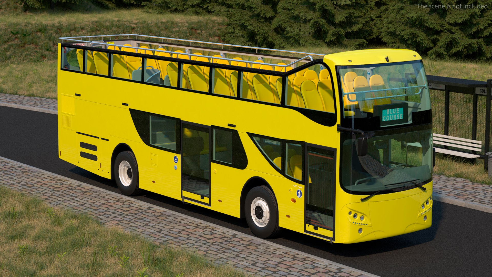 3D Open Air Tour Bus Simple Interior Yellow model TurboSquid 2061260