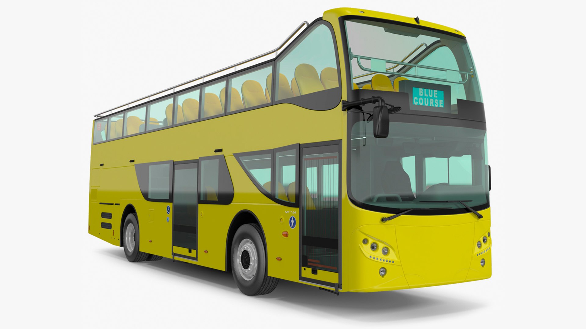 3D Open Air Tour Bus Simple Interior Yellow model TurboSquid 2061260
