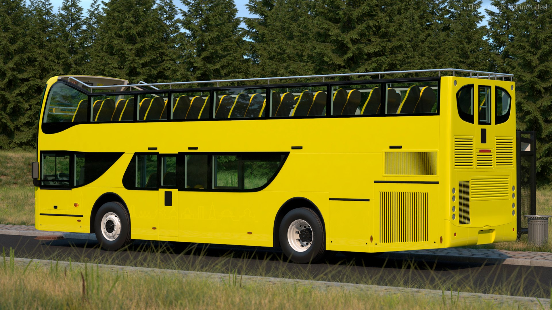 3D Open Air Tour Bus Simple Interior Yellow model TurboSquid 2061260
