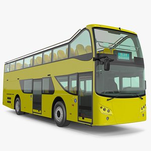 3D Open Air Tour Bus Simple Interior Yellow model