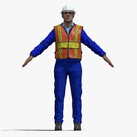 T-Pose rigged construction worker