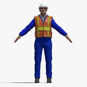 T-Pose rigged construction worker
