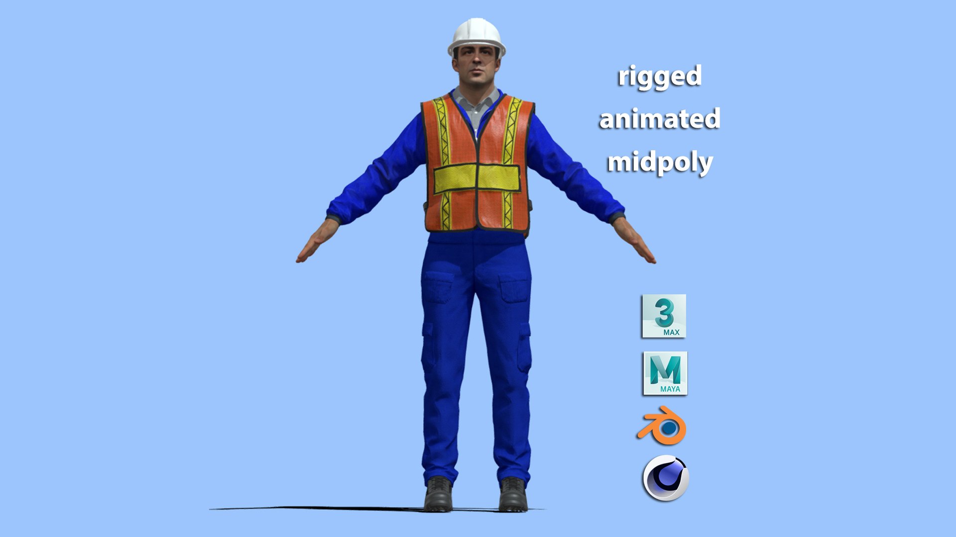 T-Pose Rigged Construction Worker 3D Model - TurboSquid 2267413