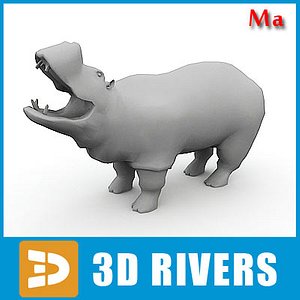 polygonal hippopotamus fbx