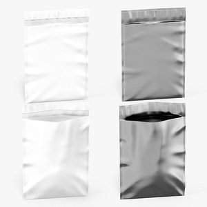 3D Poly Mailer Plastic Bag Silver open 3D model
