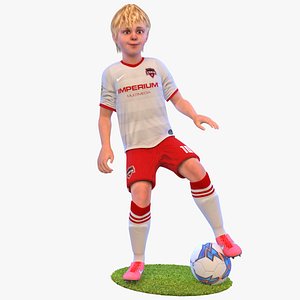 3D rigged soccer player kid