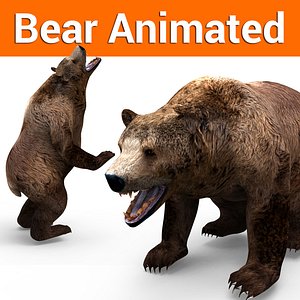 Bear low poly animated