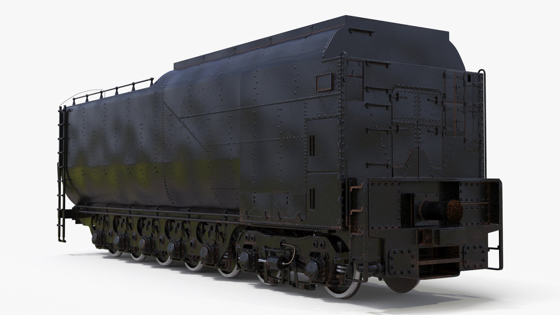 Old Trailed Tender Rigged 3D model preview