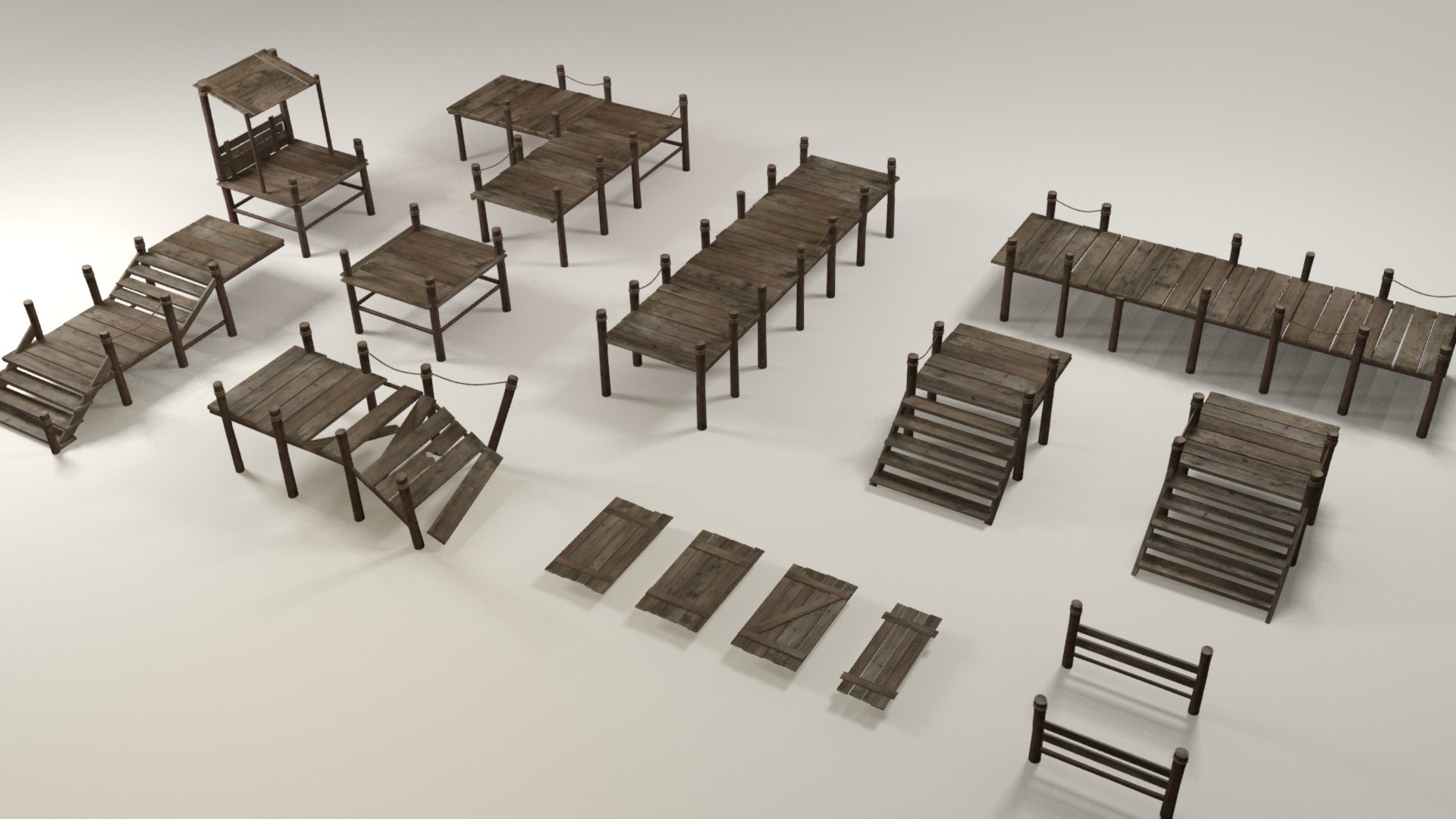 Wooden Pier Modular Collection 3D Model - TurboSquid 1751515