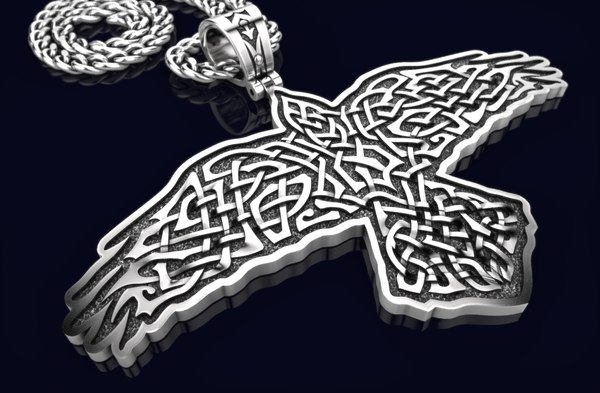 3D model raven necklace 220 viking