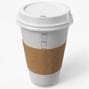 3D Paper Coffee Cup White With Holder model
