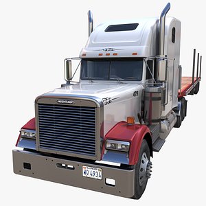 Freightliner Classic XL flatded semitrailer 3D