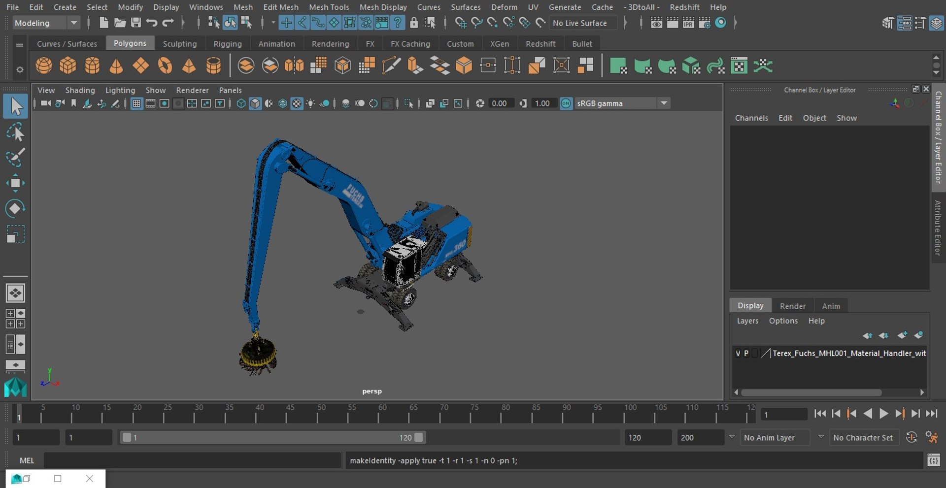 3D Terex Fuchs MHL360 Material Handler With Magnet Crane - TurboSquid ...