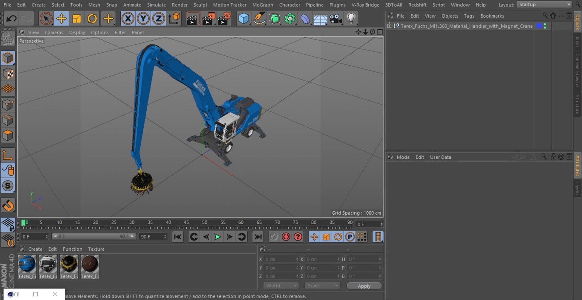 3D Terex Fuchs MHL360 Material Handler With Magnet Crane - TurboSquid ...