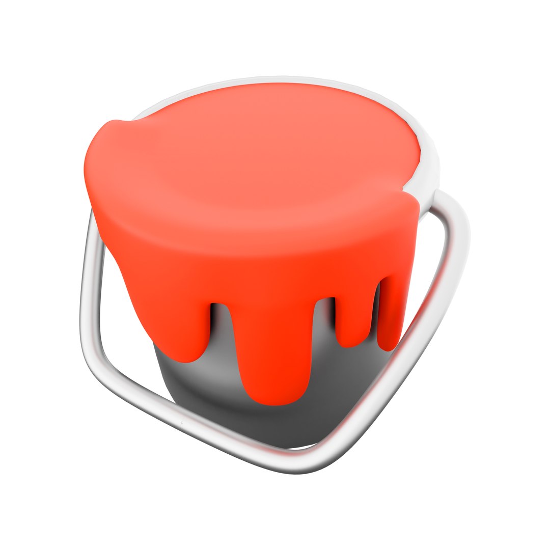 3D 3d Open Bucket With A Paint Color Icon Model TurboSquid 2066436