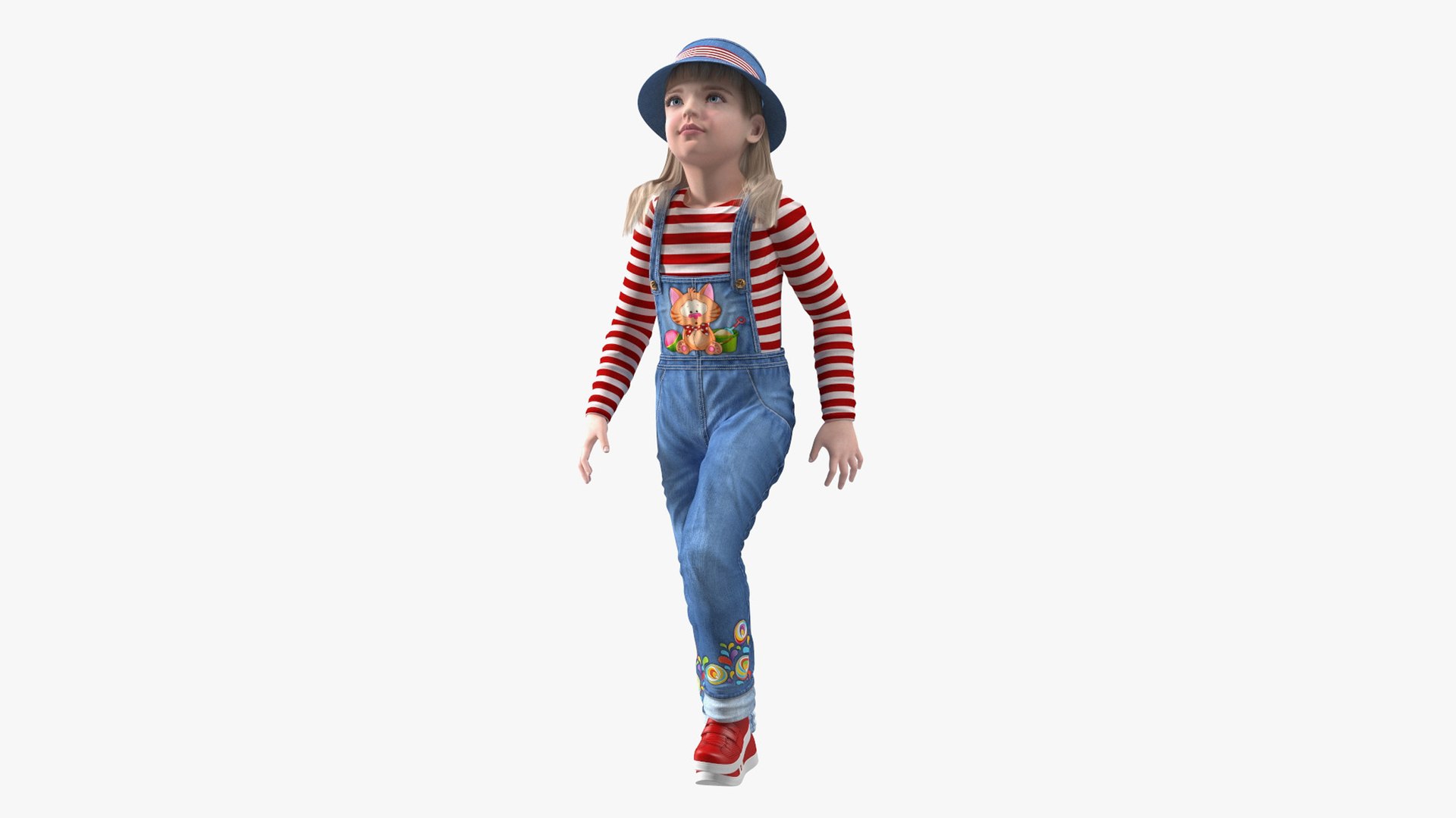 Street Style Baby Girl Rigged for Maya 3D model preview