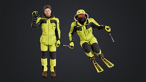 Male Skier Rigged model