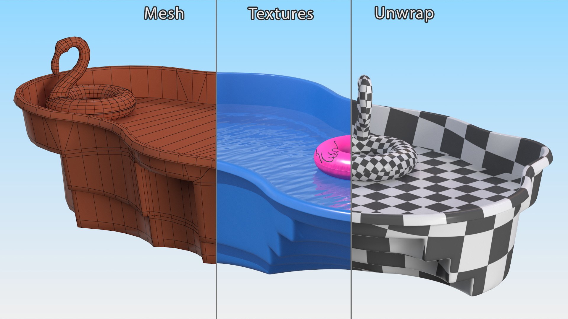 3D Swimming Pools With Inflatable Pool Floats Collection - TurboSquid ...