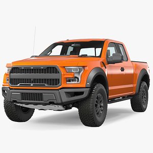 3D Orange Pickup Truck