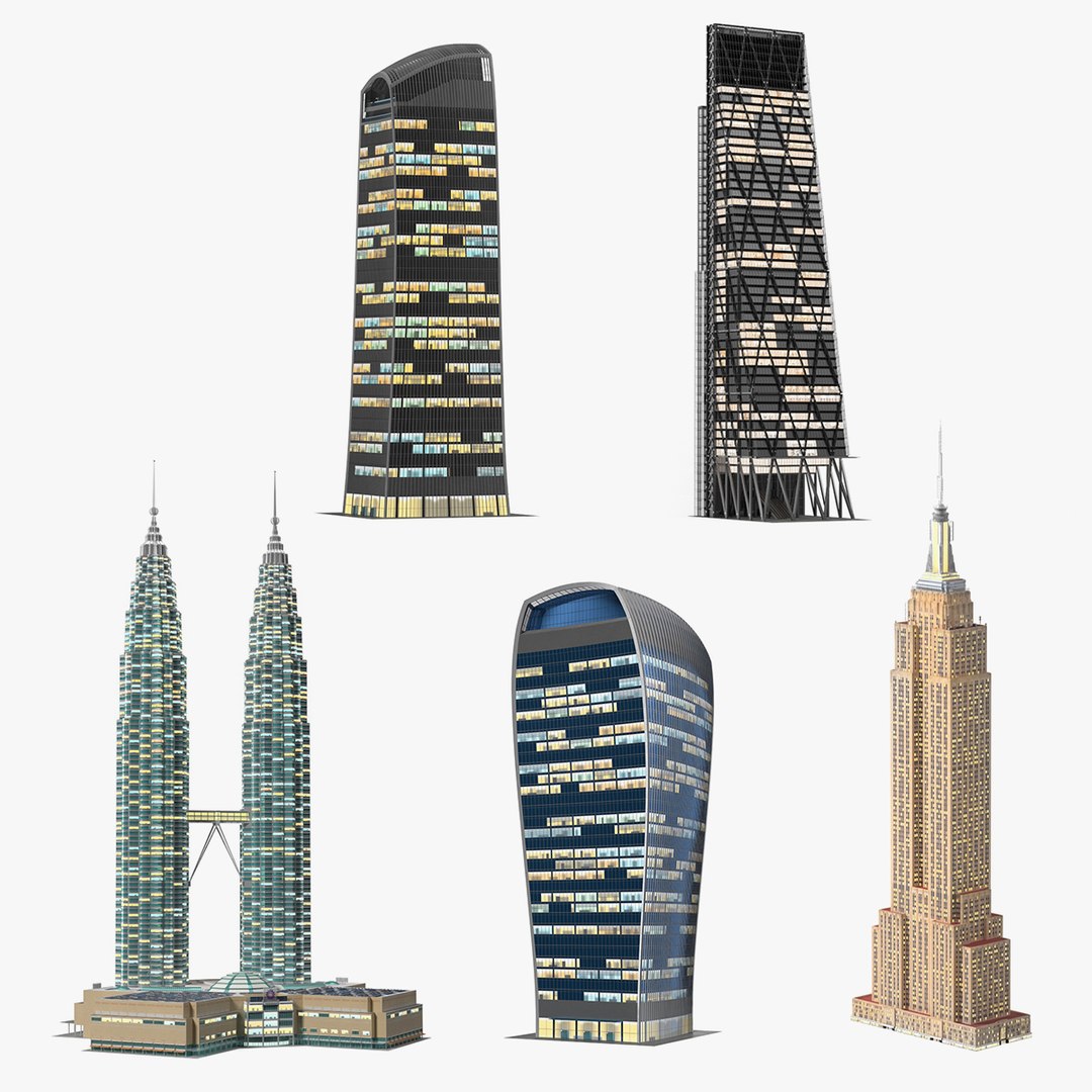 Night Glow Skyscrapers Collection 2 3D model preview