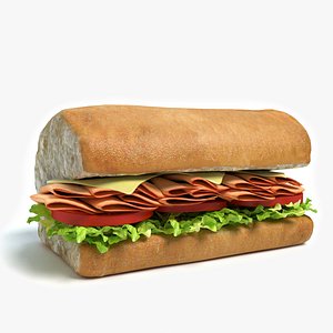 sub sandwich half 3d model